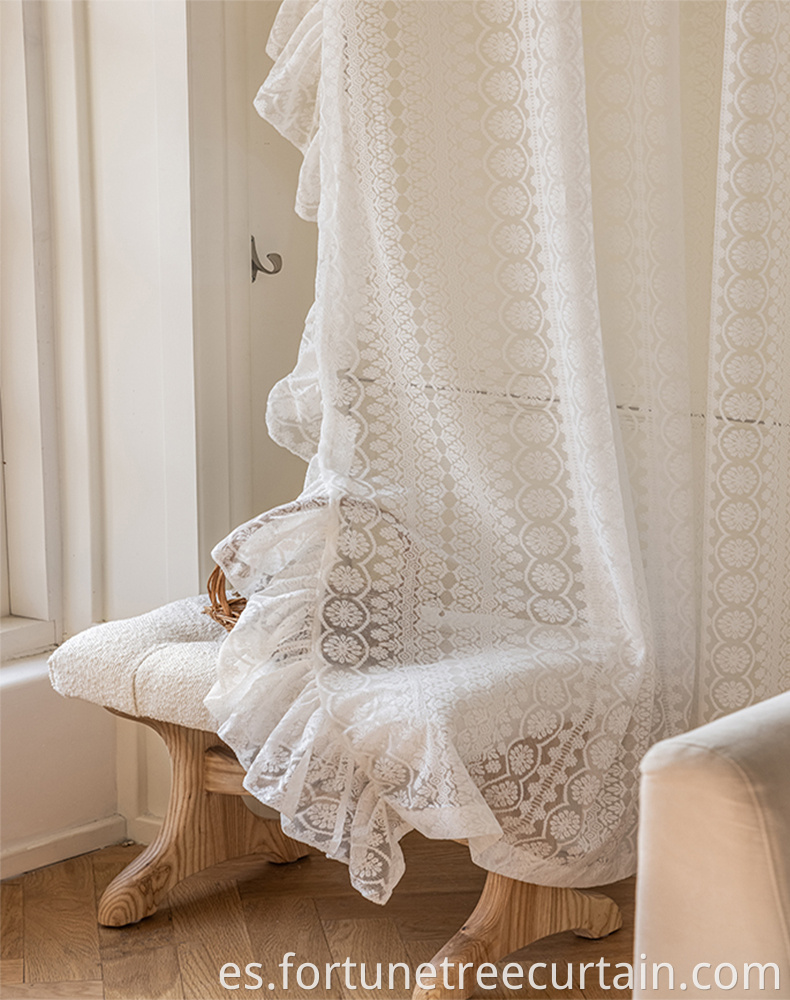 White Beaded Lace Tulle Curtain Sheer 